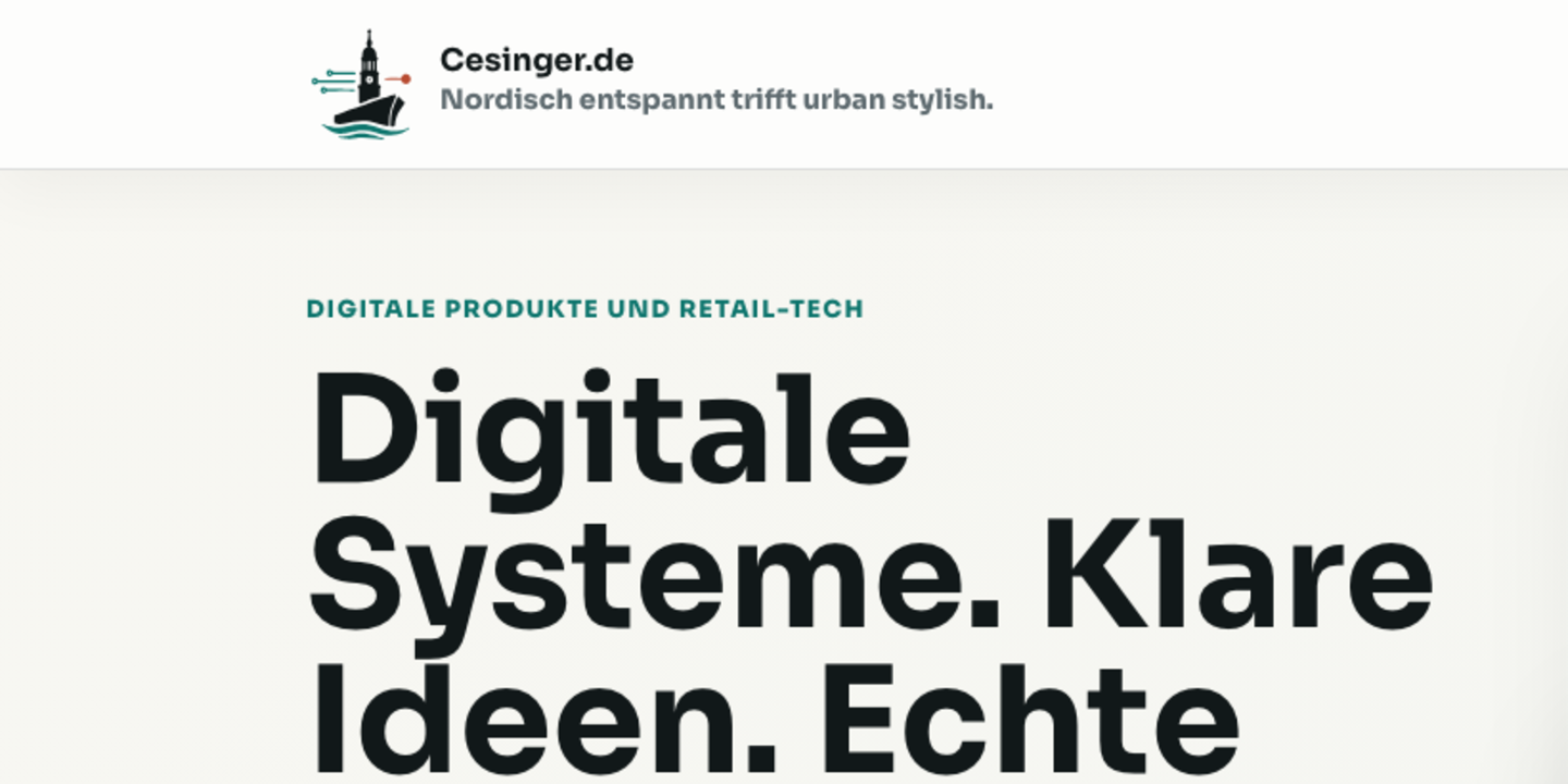 Startseite von cesinger.de mit der Personenmarke von Volker Cesinger