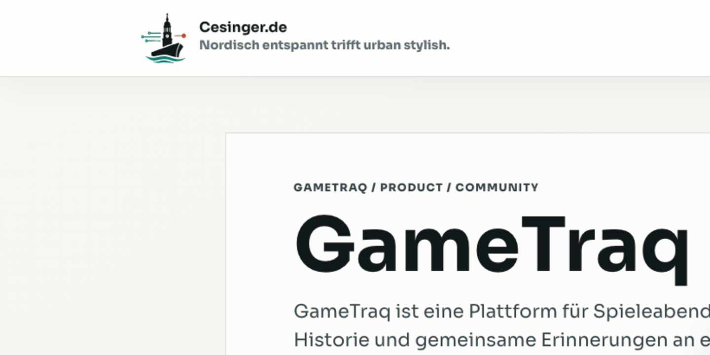 Projektseite von GameTraq für gemeinsame Spieleabende