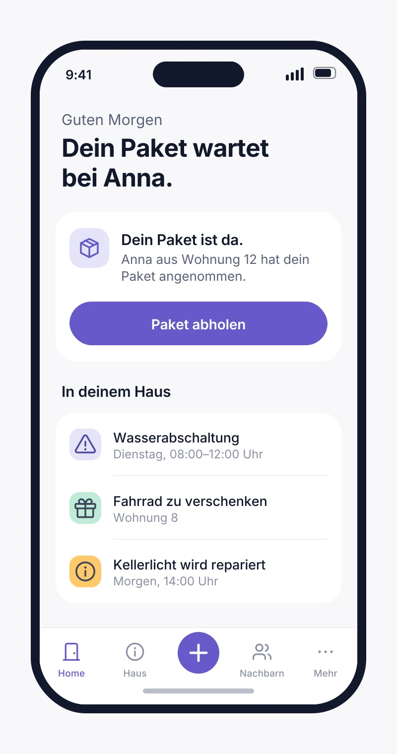 TEROA App mit Paketbenachrichtigung und aktuellen Hausinformationen